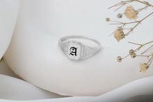 Load image into Gallery viewer, Personalized Silver Hexagon Signet Ring with Custom Initial Engraving