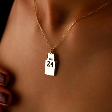 Load image into Gallery viewer, Hoop Dreams Personalized Sterling Silver Basketball Necklace - Custom Name &amp; Number