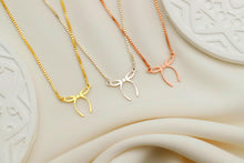 Load image into Gallery viewer, Dainty Bow Necklace by SilverGoldandRose - 14K Gold Ribbon Pendant