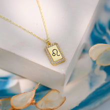Load image into Gallery viewer, Elegant Personalized Initial Zodiac Engraving Necklace on Tag Pendant in Sterling Silver
