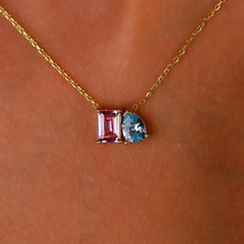 Load image into Gallery viewer, Toi Et Moi Birthstone Necklace in 925 Sterling Silver, Gold, and Rose