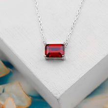 Load image into Gallery viewer, Baguette Birthstone Necklace Sterling Silver, Gold, and Rose Gold