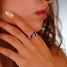 Load image into Gallery viewer, Baguette Gemstone Ring | Adjustable Birthstone Jewelry in Sterling Silver