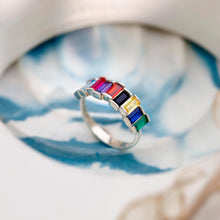 Load image into Gallery viewer, Baguette Gemstone Ring | Adjustable Birthstone Jewelry in Sterling Silver