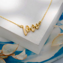 Load image into Gallery viewer, Dainty Love Necklace by SilverGoldandRose - 3D Design in Sterling Silver, Gold &amp; Rose Gold