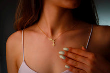 Load image into Gallery viewer, Floral Essence Personalized Birth Flower Lariat Necklace - Elegant Sterling Silver Y Design