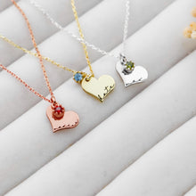 Load image into Gallery viewer, Heartfelt Creations Personalized Heart Birthstone Necklace in Sterling Silver, Gold and Rose – Dainty Elegance for Every Occasion