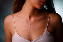 Load image into Gallery viewer, Luxe Bloom Birth Flower Necklace - Personalized Gold &amp; Silver Lariat with Gemstone Drop