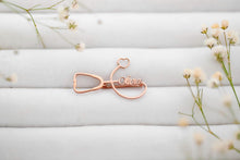 Load image into Gallery viewer, Personalized 925 Sterling Silver Stethoscope Brooch