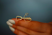 Load image into Gallery viewer, Personalized 925 Sterling Silver Stethoscope Brooch