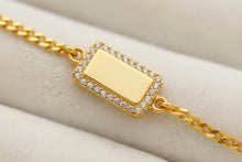 Load image into Gallery viewer, Personalized Sterling Silver with Pave Diamond Tag Bracelet