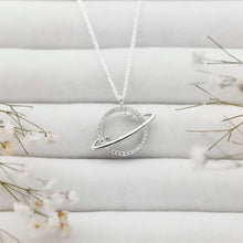 Load image into Gallery viewer, Stellar Silver Saturn Pendant Necklace - Embrace Your Cosmic Journey