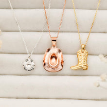 Load image into Gallery viewer, Cowboy Chic Necklace Set – 925 Sterling Silver Hat &amp; Boots Jewelry for Bold Style