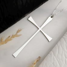 Load image into Gallery viewer, Timeless Grace Sterling Silver Tapered Cross Necklace - Modern Christian Pendant for Inspiring Style