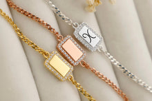 Load image into Gallery viewer, Personalized Sterling Silver with Pave Diamond Tag Bracelet