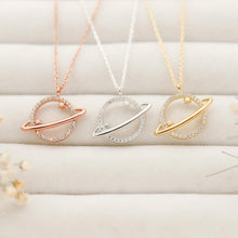 Load image into Gallery viewer, Stellar Silver Saturn Pendant Necklace - Embrace Your Cosmic Journey