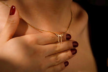Load image into Gallery viewer, Dainty Bow Necklace by SilverGoldandRose - 14K Gold Ribbon Pendant