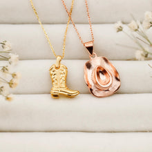 Load image into Gallery viewer, Cowboy Chic Necklace Set – 925 Sterling Silver Hat &amp; Boots Jewelry for Bold Style