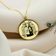 Load image into Gallery viewer, Heraldic Haven Custom Family Crest Necklace - Engraved Personalized Coat of Arms Pendant
