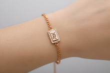 Load image into Gallery viewer, Personalized Sterling Silver with Pave Diamond Tag Bracelet