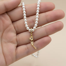 Load image into Gallery viewer, Pearl Bloom Necklace by SilverGoldandRose- Custom Birth Flower Pendant in Dainty Sterling Silver