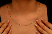 Load image into Gallery viewer, Shimmering Sterling Silver Satellite Choker Necklace - Dainty Bar Chain Elegance