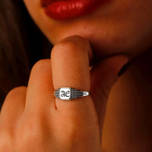 Load image into Gallery viewer, Personalized Initial Signet Ring in 14K Gold, Rose, and Sterling Silver