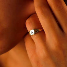 Load image into Gallery viewer, Personalized Initial Signet Ring in 14K Gold, Rose, and Sterling Silver
