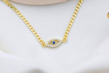 Load image into Gallery viewer, Evil Eye Charm Necklace with Curb Chain in 925 Sterling Silver
