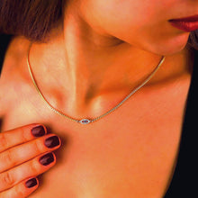 Load image into Gallery viewer, Evil Eye Charm Necklace with Curb Chain in 925 Sterling Silver