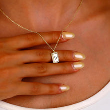 Load image into Gallery viewer, Elegant Personalized Initial Zodiac Engraving Necklace on Tag Pendant in Sterling Silver