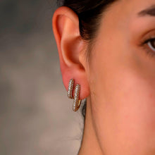 Load image into Gallery viewer, Sparkling Silver Diamond Huggie Earrings | Dainty CZ Cartilage Hoops for Your Earring Stack | Perfect Gift Idea