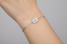 Load image into Gallery viewer, Personalized Sterling Silver with Pave Diamond Tag Bracelet
