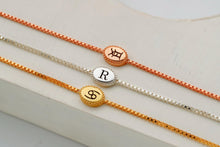 Load image into Gallery viewer, Silver Luster Personalized Tag Bracelet with Initial, Zodiac, or Letter Pendant
