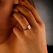 Load image into Gallery viewer, Personalized Silver Hexagon Signet Ring with Custom Initial Engraving