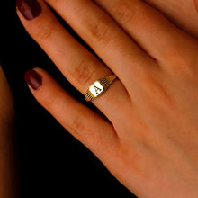 Load image into Gallery viewer, Personalized Initial Signet Ring in 14K Gold, Rose, and Sterling Silver