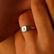 Load image into Gallery viewer, Personalized Initial Signet Ring in 14K Gold, Rose, and Sterling Silver