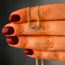 Load image into Gallery viewer, Evil Eye Charm Necklace with Curb Chain in 925 Sterling Silver