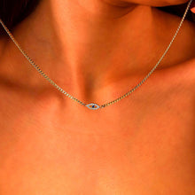 Load image into Gallery viewer, Evil Eye Charm Necklace with Curb Chain in 925 Sterling Silver