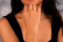 Load image into Gallery viewer, Glamour Gold Beaded Hand Chain Bracelet with Dazzling CZ Stone