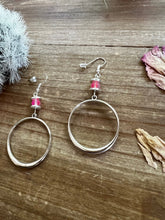 Load image into Gallery viewer, Pink mermaids beads on hoop earrings