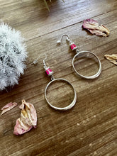 Load image into Gallery viewer, Pink mermaids beads on hoop earrings