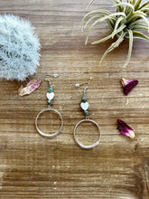 Load image into Gallery viewer, Bahama shell pink heart with turquoise on mini hoop