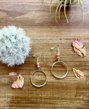 Load image into Gallery viewer, Pink mermaids beads on hoop earrings