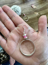 Load image into Gallery viewer, Pink mermaids beads on hoop earrings