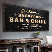 Load image into Gallery viewer, Backyard Bar &amp; Grill Sign XVIII