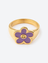 Load image into Gallery viewer, Lavender Smiley Flower Ring
