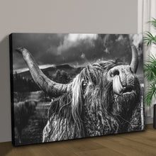 Load image into Gallery viewer, West Highland Cow Monochrome Canvas Wall Art