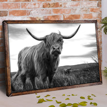 Load image into Gallery viewer, Highland Cow Black And White Portrait Canvas Wall Art