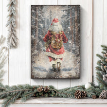 Load image into Gallery viewer, Vintage Santa Claus in Winter Forest Christmas Wall Art II